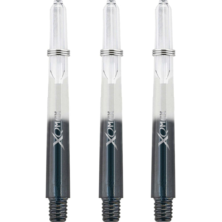 XQMax Gradient Polycarbonate Dart Shafts - with Logo - includes Springs - Transparent & Black Medium