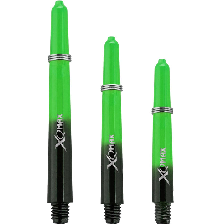 *XQMax Gradient Polycarbonate Dart Shafts - with Logo - includes Springs - Black & Green