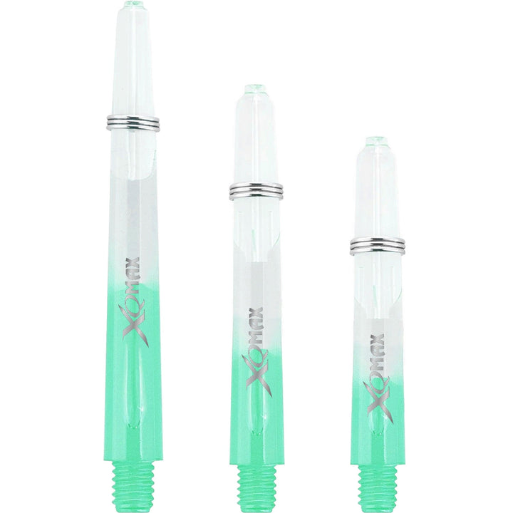 *XQMax Gradient Polycarbonate Dart Shafts - with Logo - includes Springs - Transparent & Green
