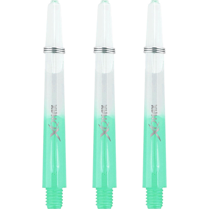 XQMax Gradient Polycarbonate Dart Shafts - with Logo - includes Springs - Transparent & Green Medium